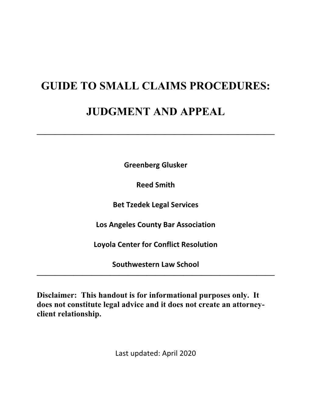 Guide to Small Claims Procedures: Judgment And