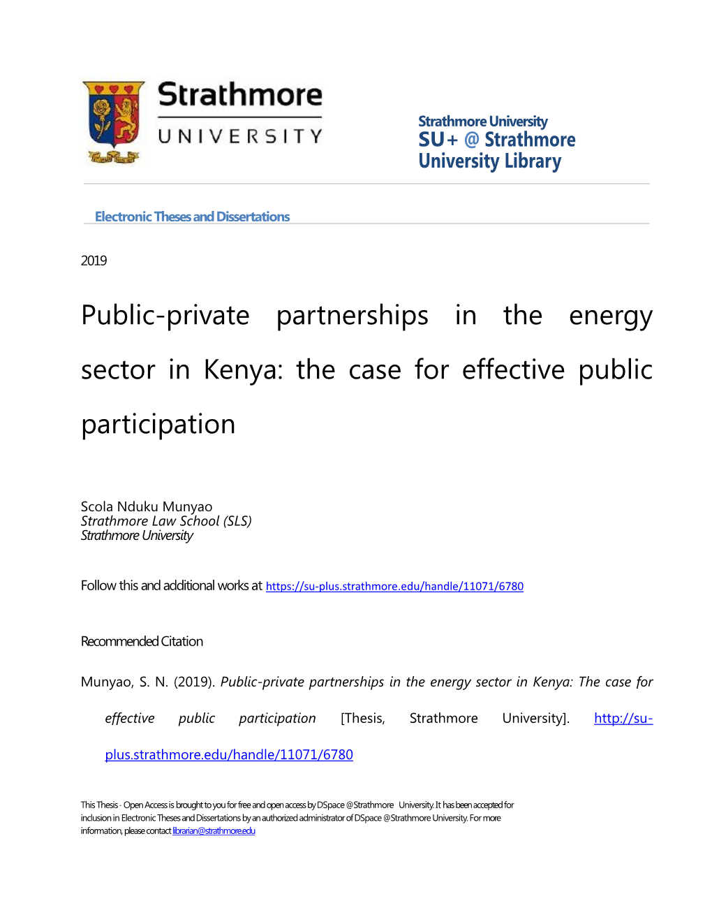 Public-Private Partnerships in the Energy Sector in Kenya: the Case for Effective Public Participation