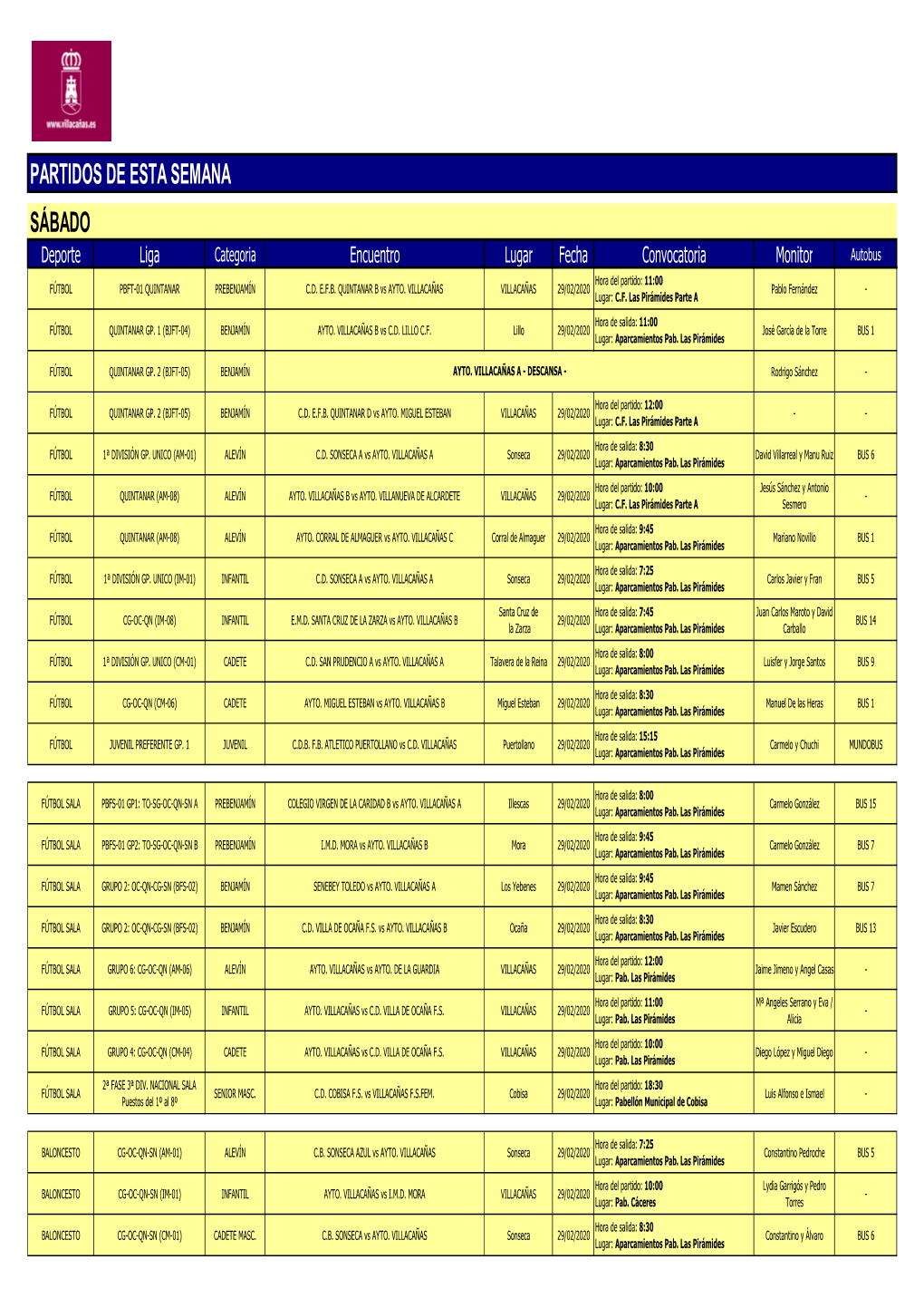 Comunicación De Horarios Del Fin De Semana