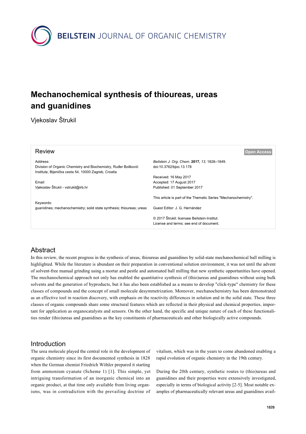 Mechanochemical Synthesis of Thioureas, Ureas and Guanidines