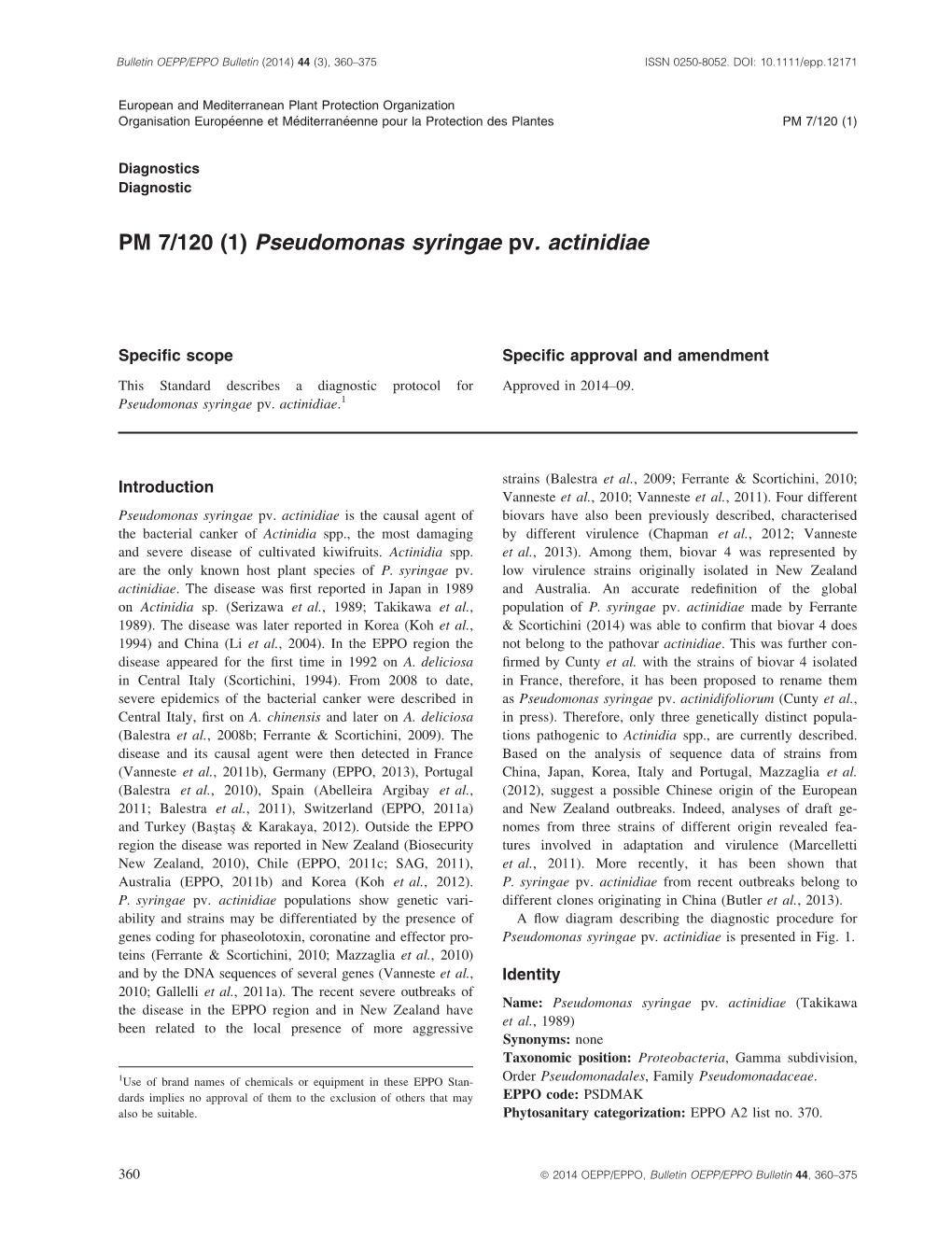 Pseudomonas Syringae Pv. Actinidiae