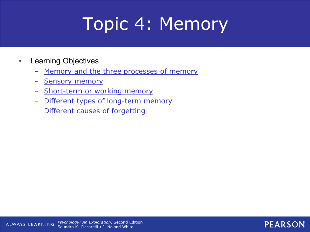 Topic 4: Memory