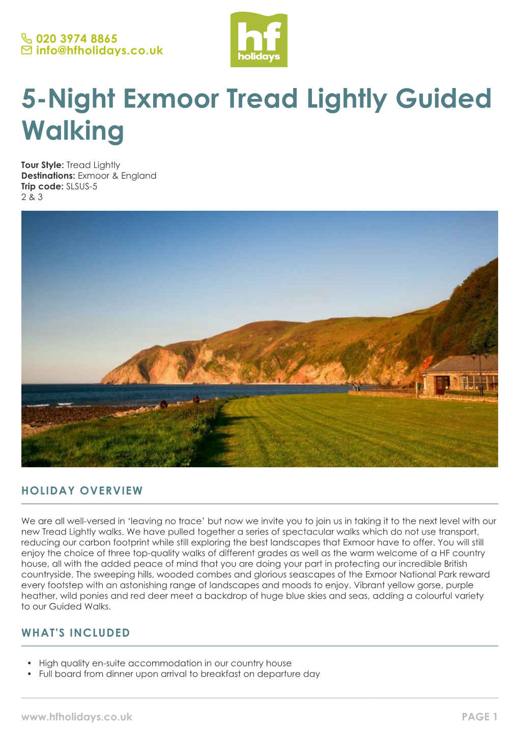 5-Night Exmoor Tread Lightly Guided Walking