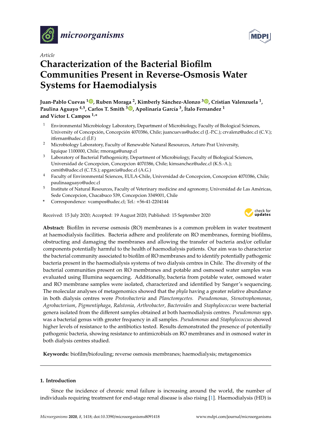 Characterization of the Bacterial Biofilm Communities Present In