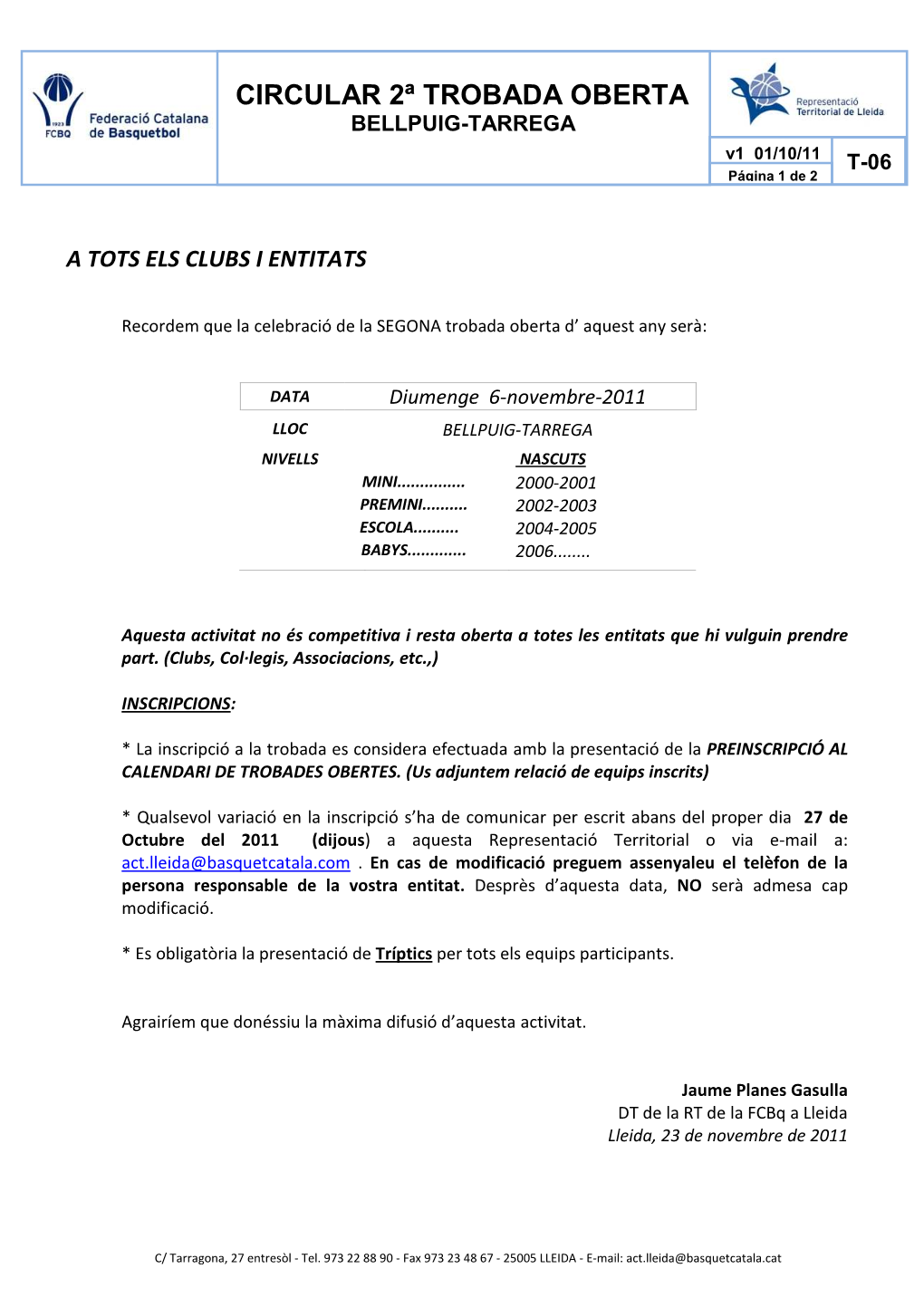 Circular 2ª Trobada BELLPUIG-TARREGA