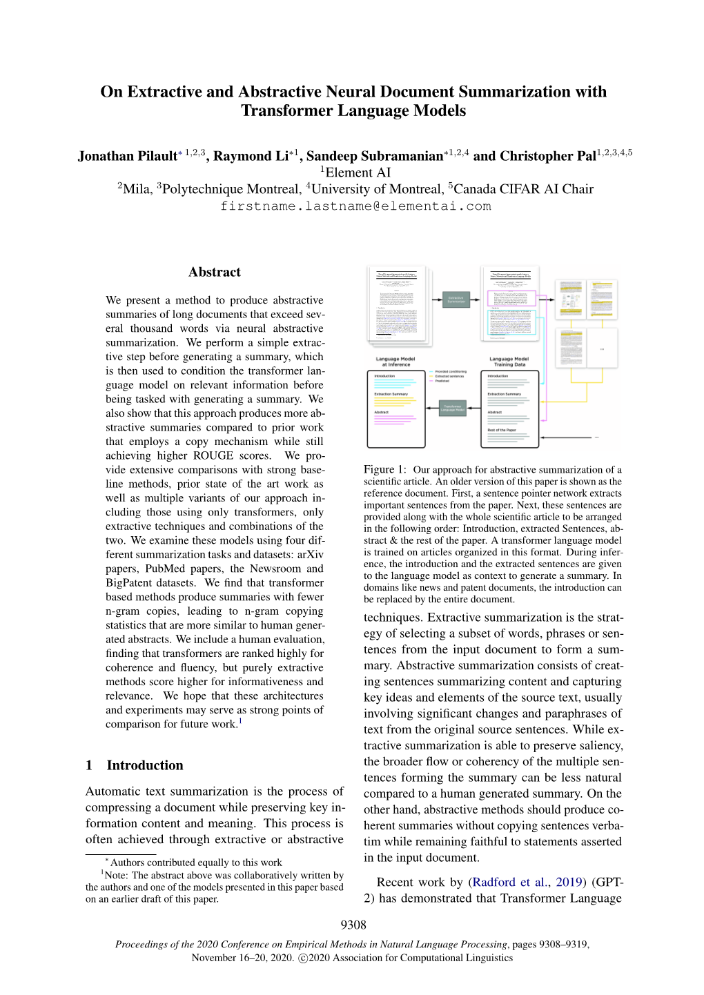 On Extractive and Abstractive Neural Document Summarization with Transformer Language Models