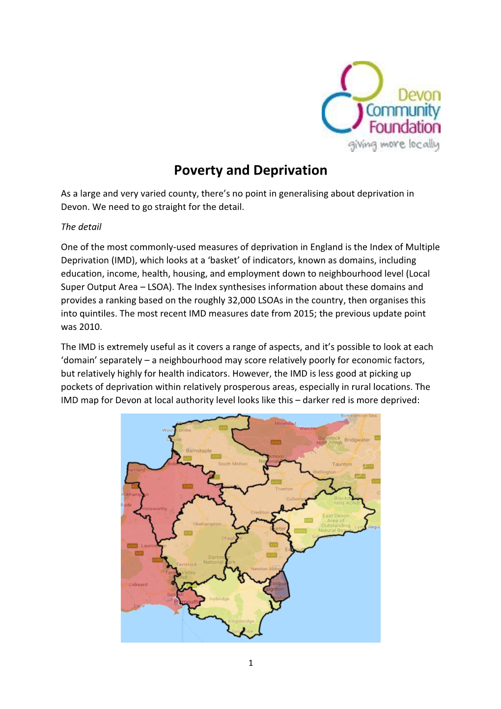 Poverty and Deprivation