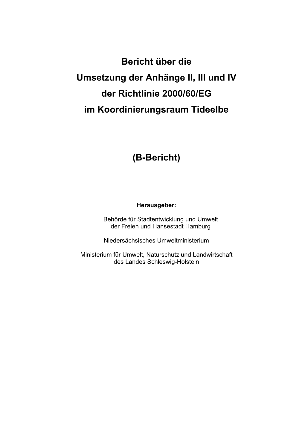 B-Bericht Tideelbe