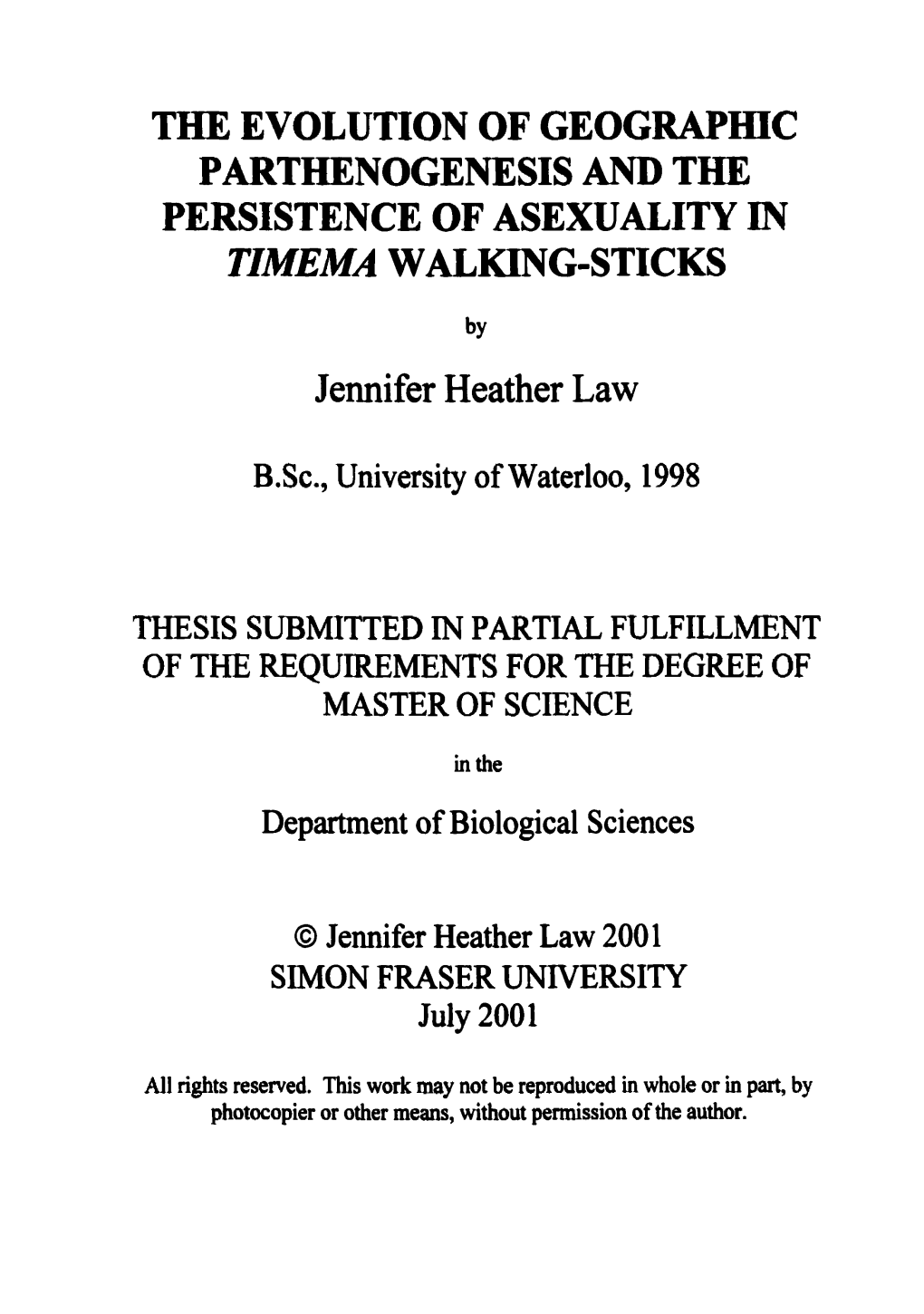 The Evolution of Geographic Parthenogenesis and the Persistence of Asexuality in Timema Walking-Sticks