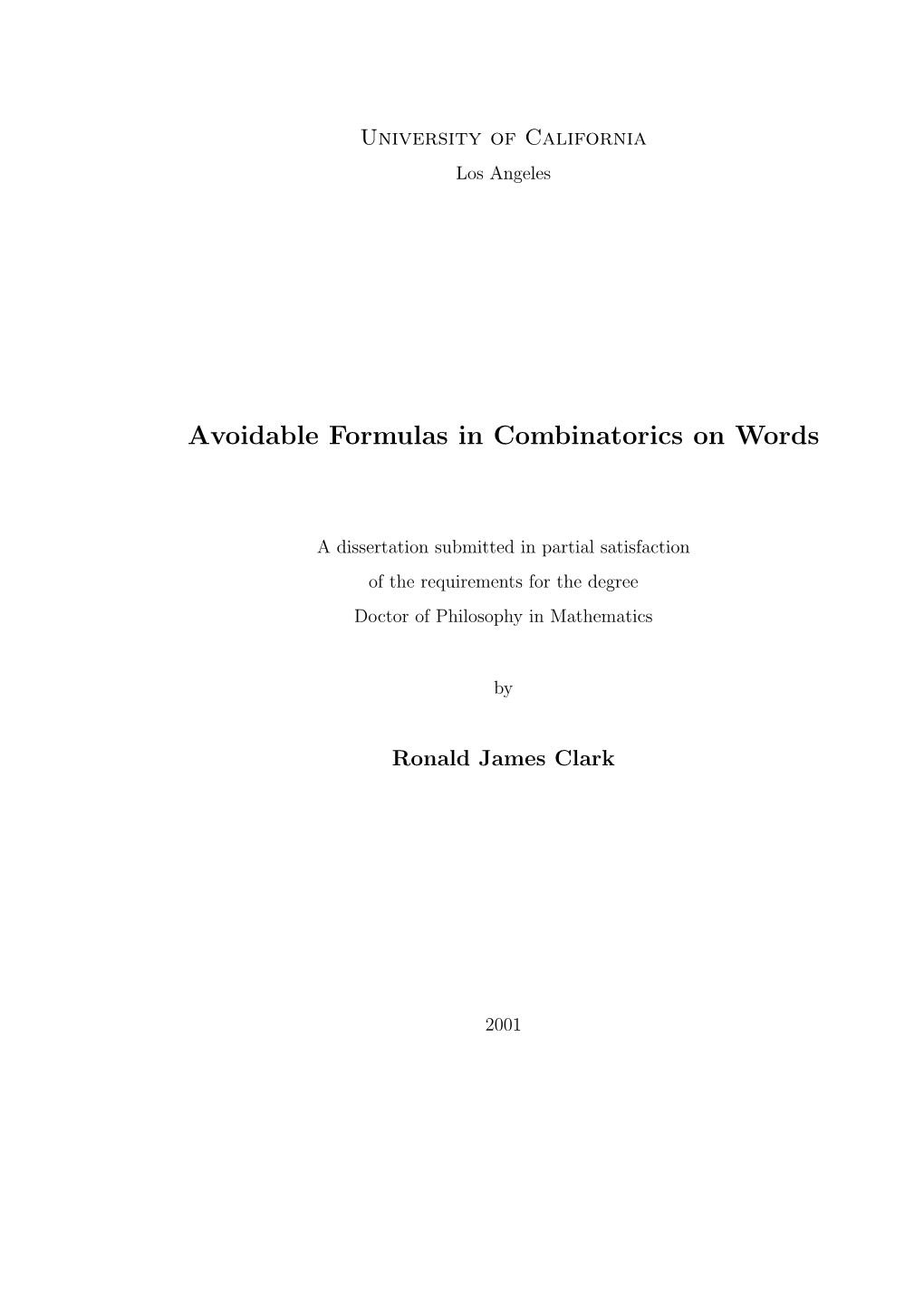 Avoidable Formulas in Combinatorics on Words