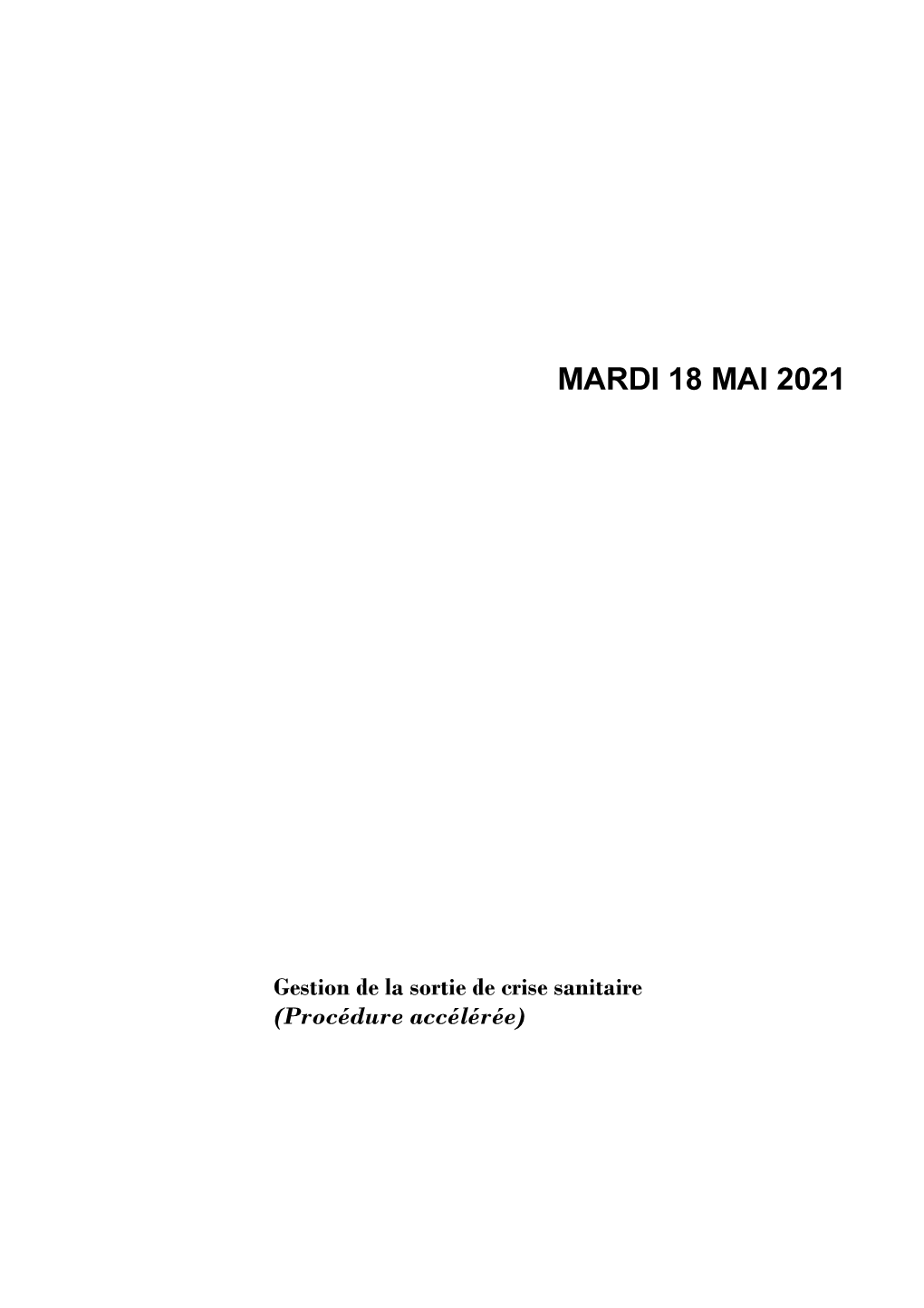 Mardi 18 Mai 2021