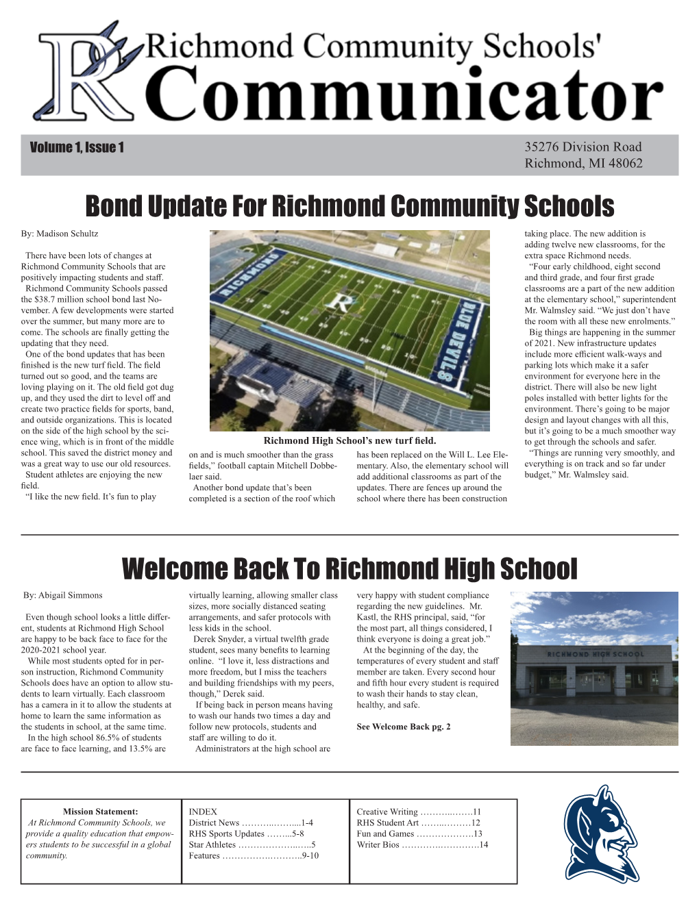 Bond Update for Richmond Community Schools Welcome Back to Richmond High School