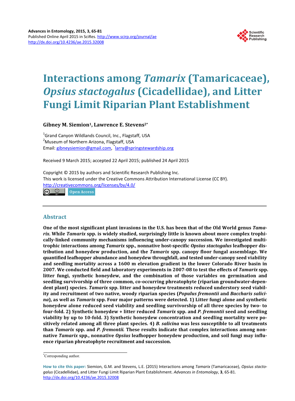 Opsius Stactogalus (Cicadellidae), and Litter Fungi Limit Riparian Plant Establishment