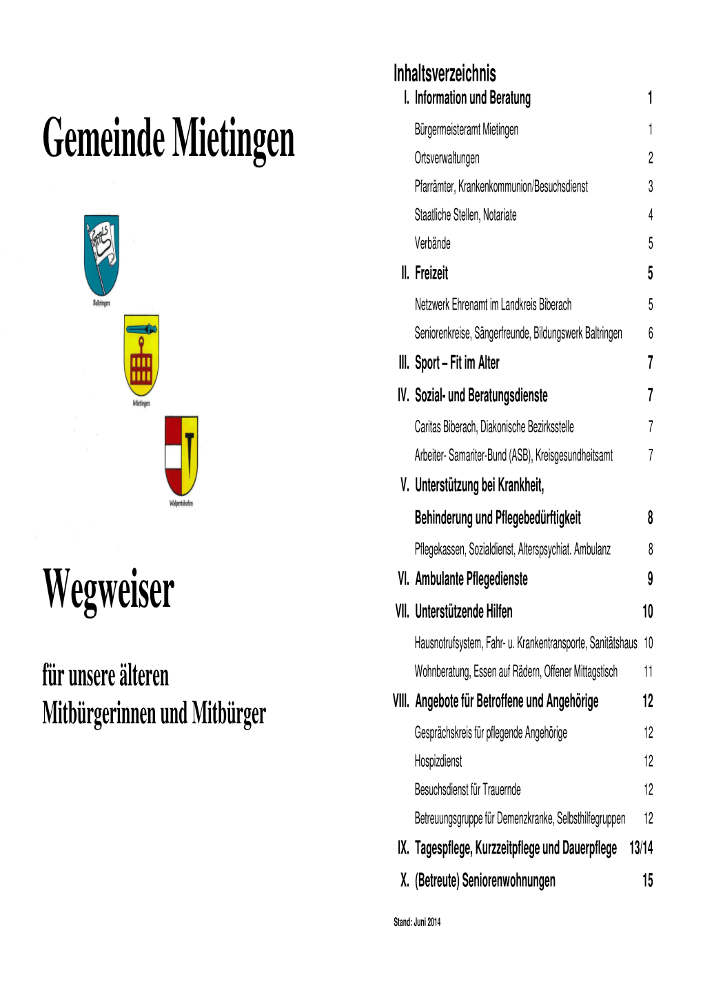 Gemeinde Mietingen Wegweiser
