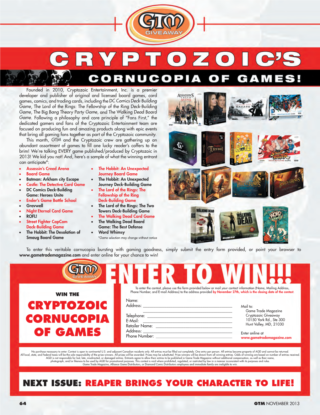 Cryptozoic Cornucopia of Games