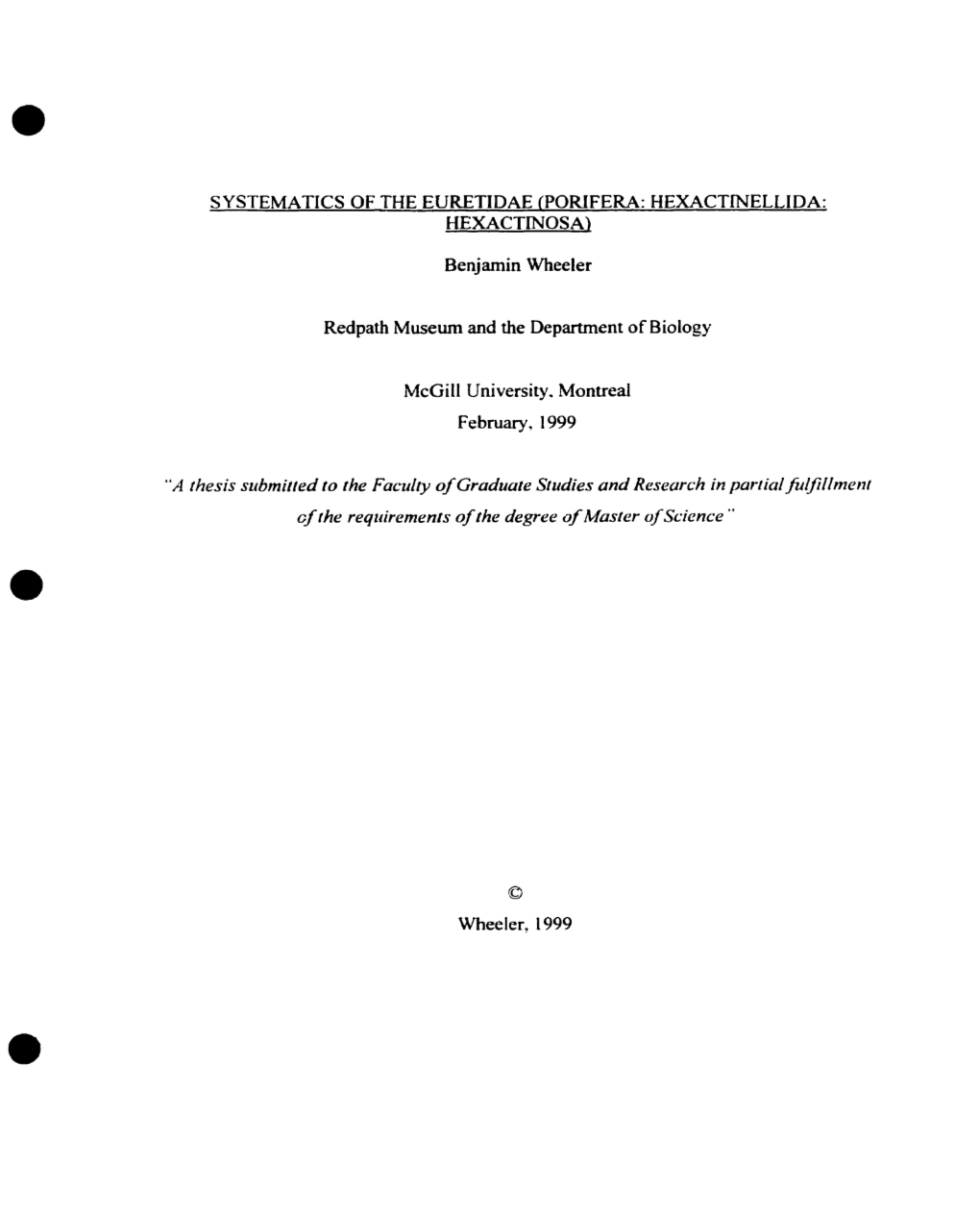 Systematics of the Euretidae (Porifera: Hexactnellida: Hexactinosa)