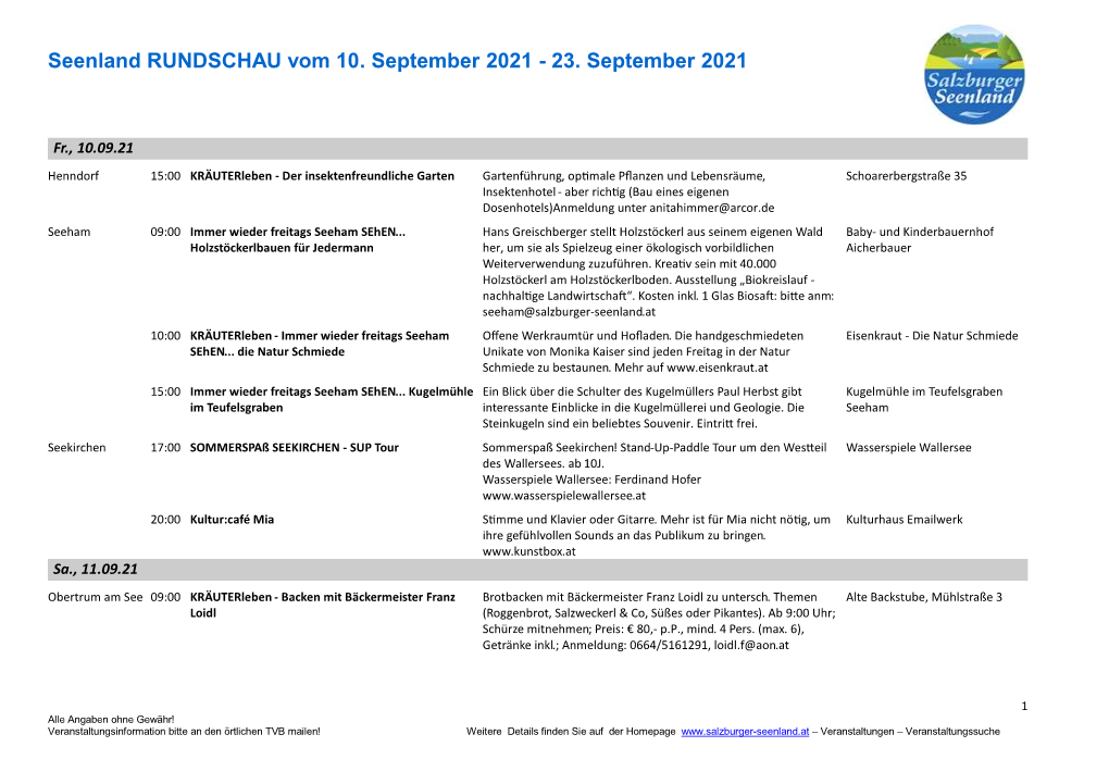 Seenland RUNDSCHAU Vom 13. August 2021