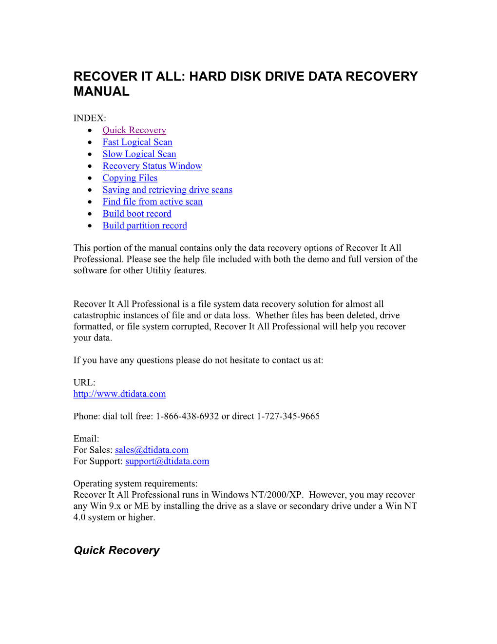 Recover It All: Hard Disk Drive Data Recovery Manual