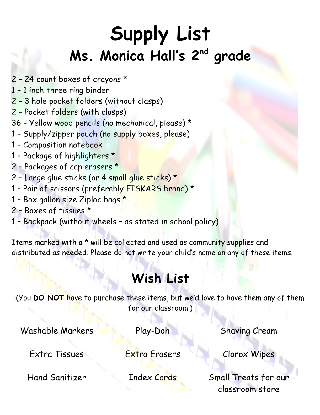 Ms. Monica Hall S 2Nd Grade