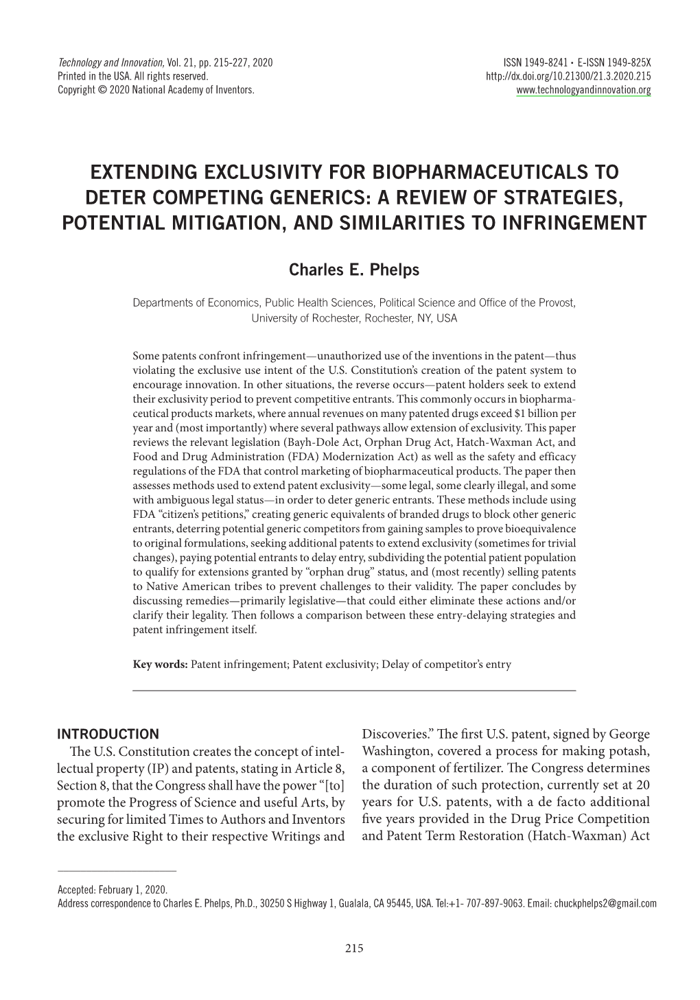 Extending Exclusivity for Biopharmaceuticals to Deter Competing Generics: a Review of Strategies, Potential Mitigation, and Similarities to Infringement