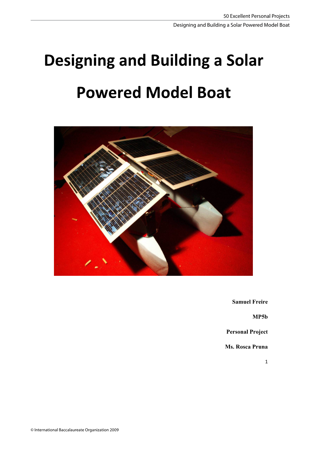 Designing and Building a Solar Powered Model Boat