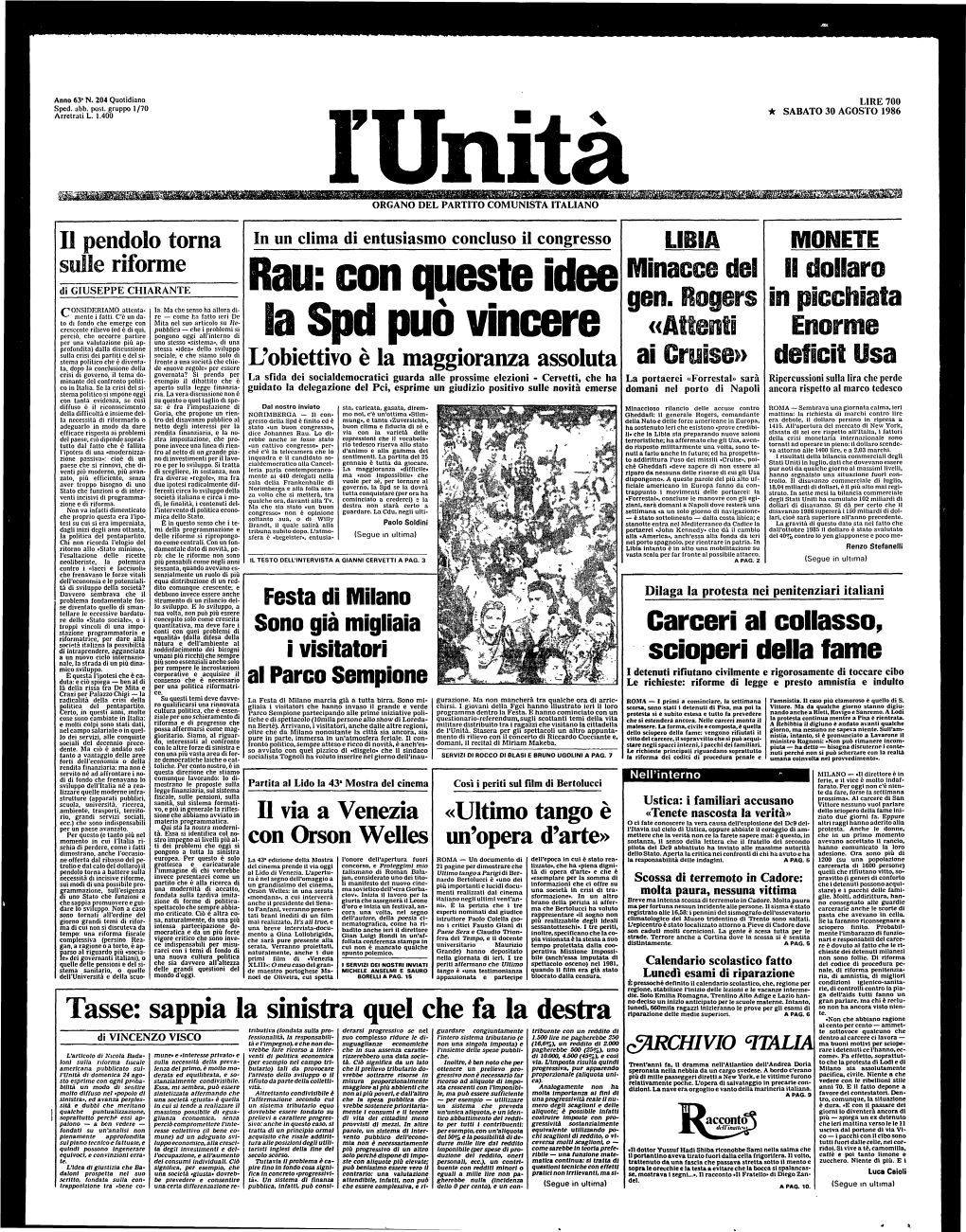 Tasse: Sappia La Sinistra Quel Che Fa La Destra