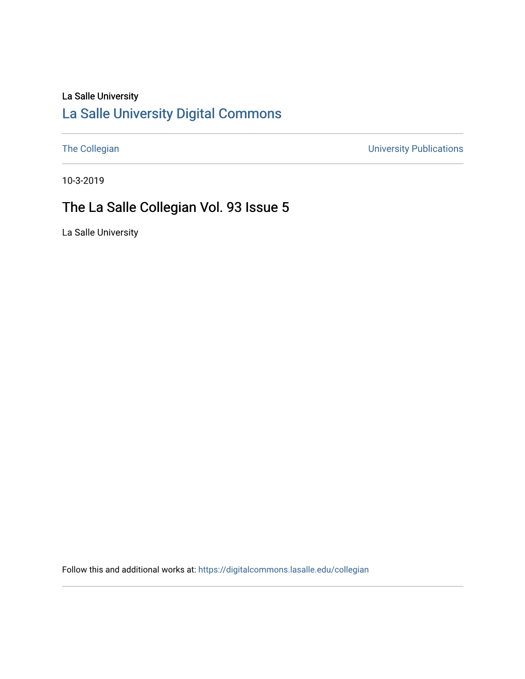 The La Salle Collegian Vol. 93 Issue 5