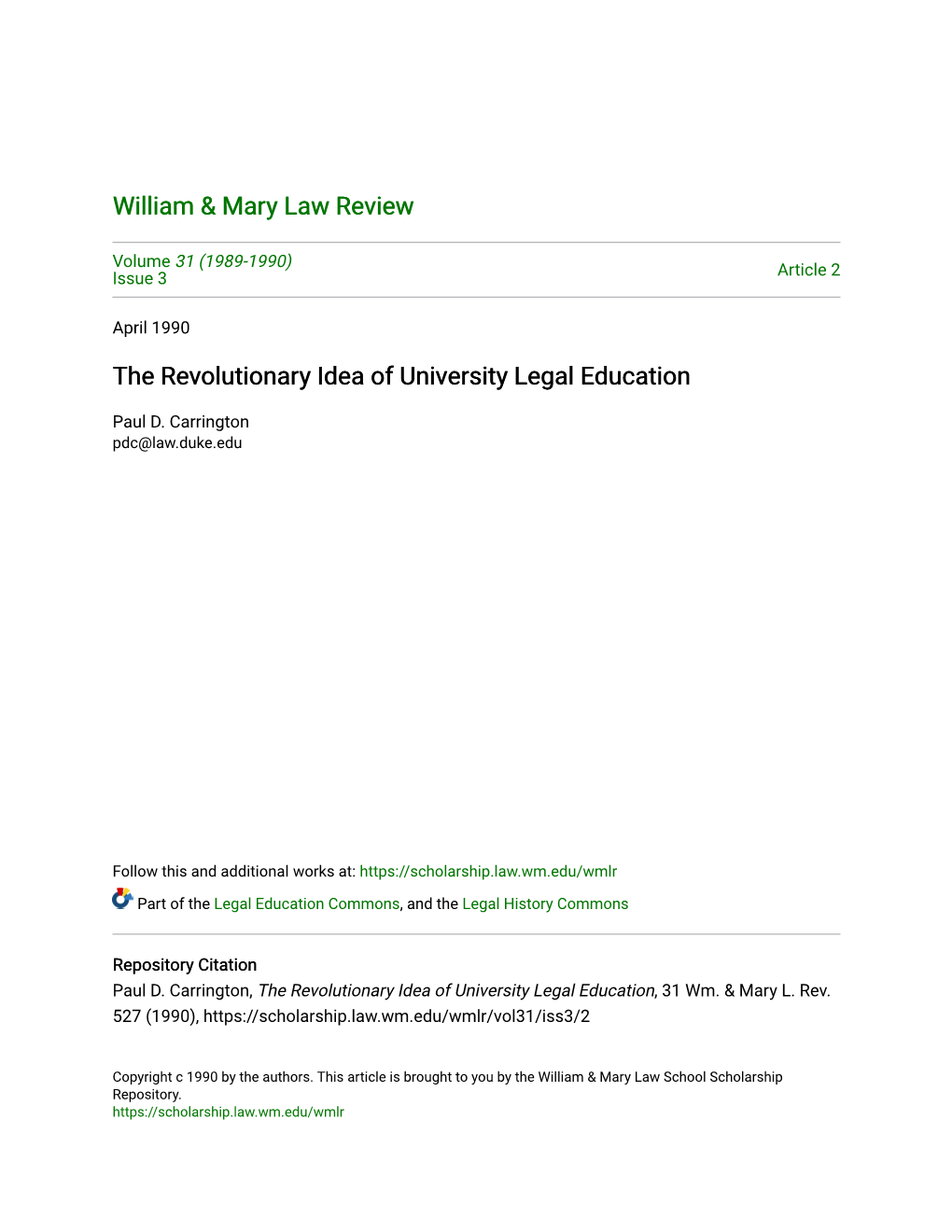 The Revolutionary Idea of University Legal Education