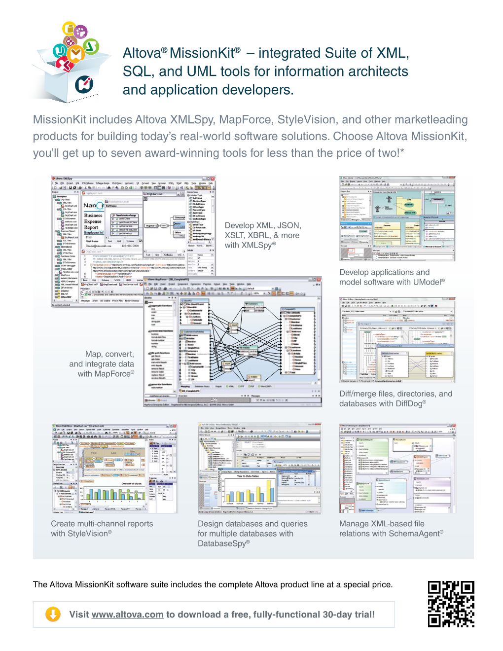 Altova® Missionkit® – Integrated Suite of XML, SQL, and UML Tools for Information Architects and Application Developers