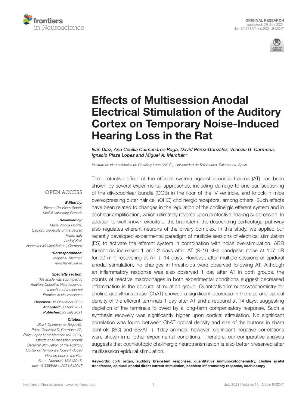 Effects of Multisession Anodal Electrical Stimulation of the Auditory Cortex on Temporary Noise-Induced Hearing Loss in the Rat