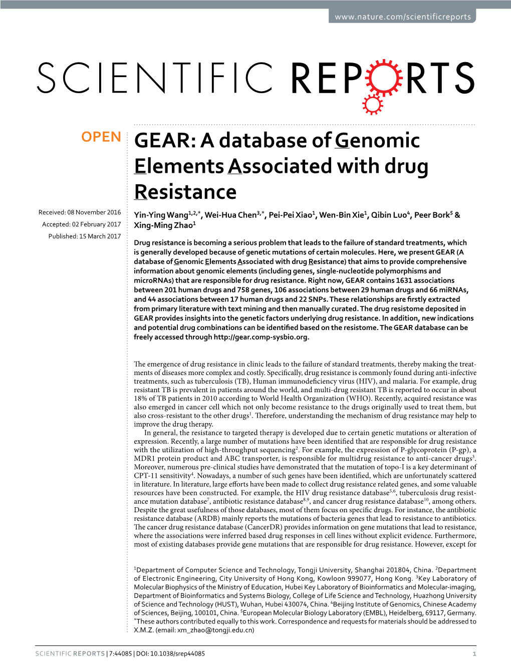 A Database of Genomic Elements Associated with Drug Resistance