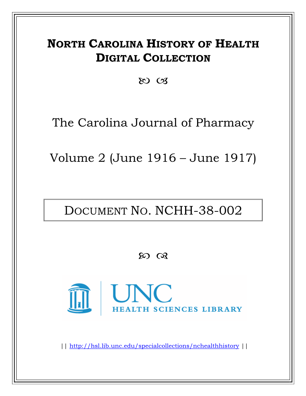 The Carolina Journal of Pharmacy [Vol. 2, 1916-1917]