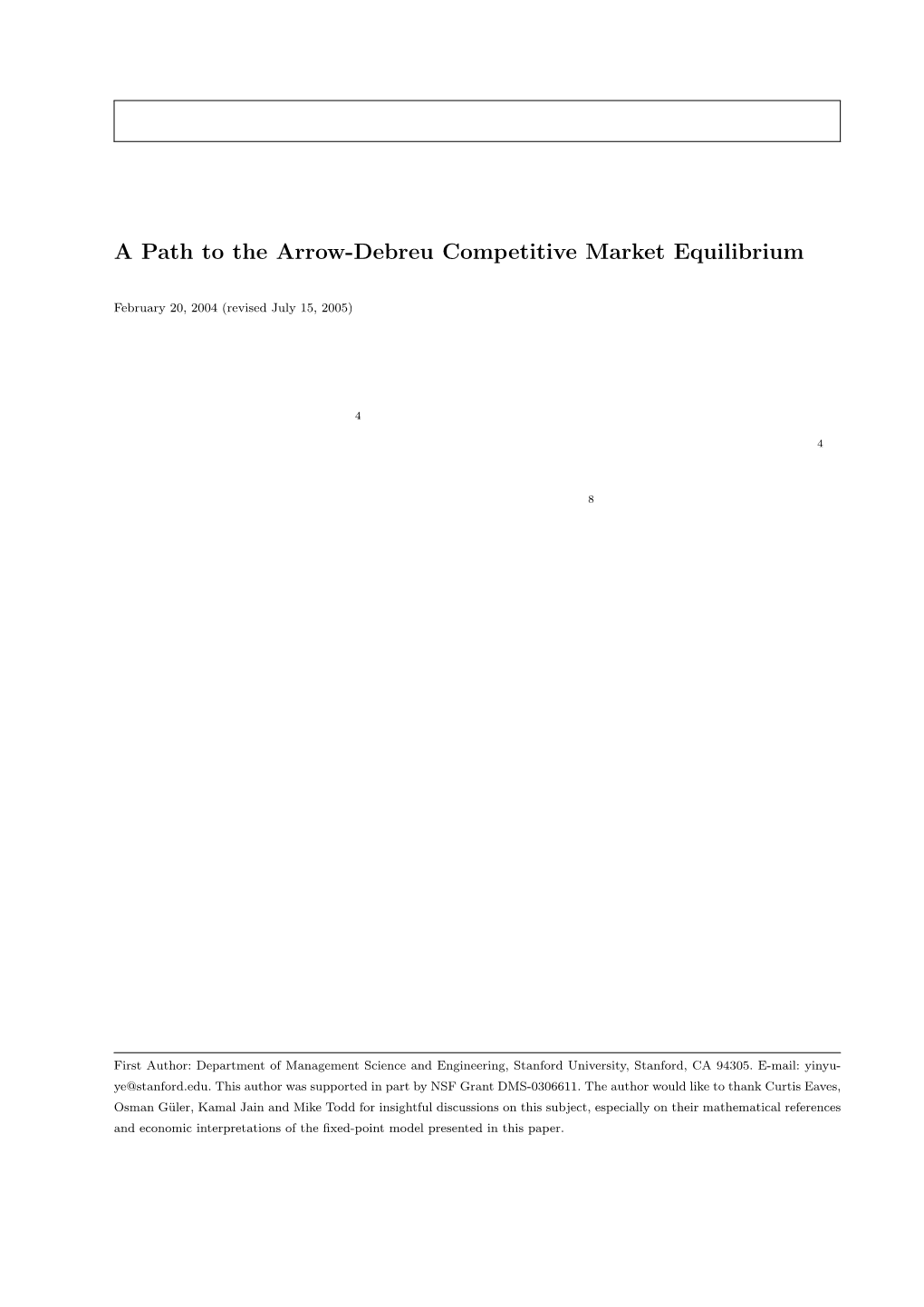 A Path to the Arrow-Debreu Competitive Market Equilibrium