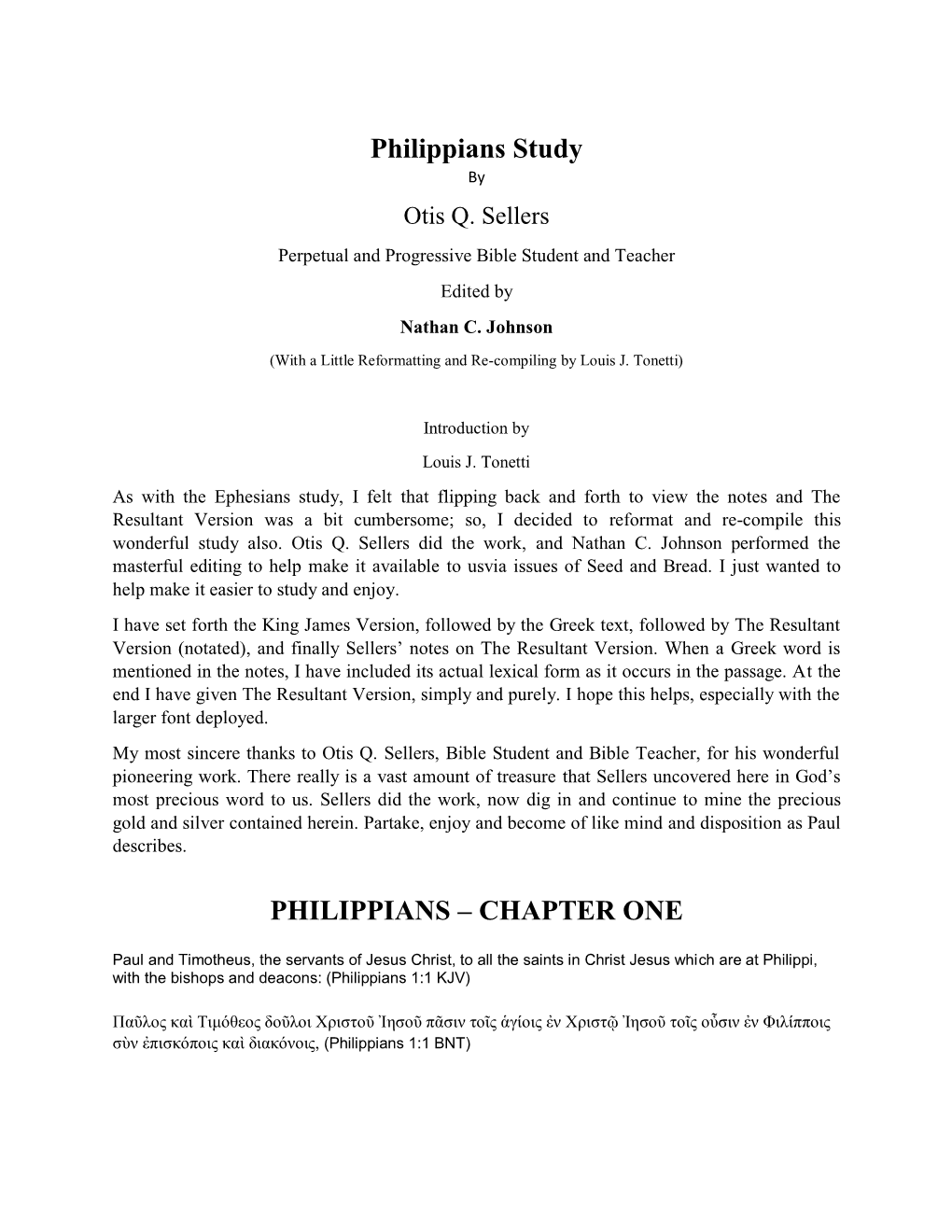 Philippians Study by Otis Q