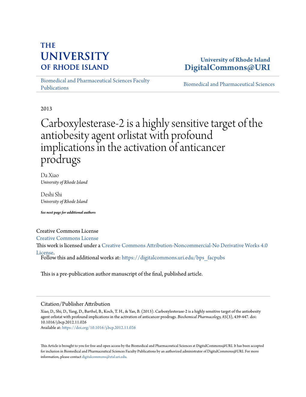 Carboxylesterase-2 Is a Highly Sensitive Target of the Antiobesity