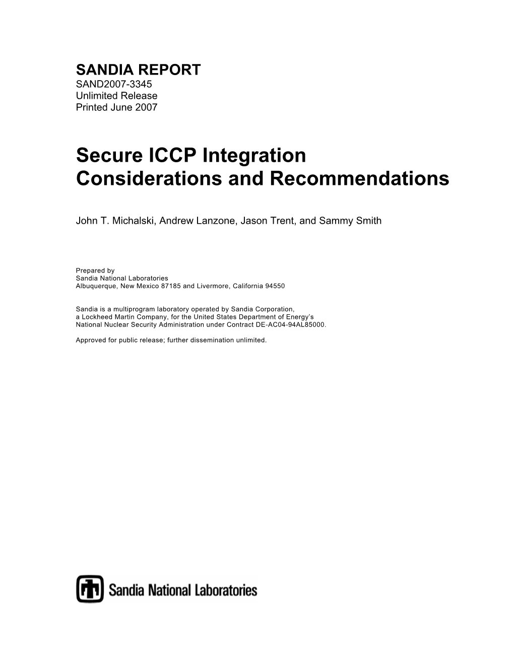 Secure ICCP Integration Considerations and Recommendations