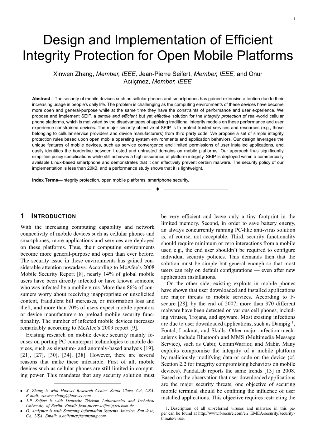 Design and Implementation of Efficient Integrity Protection for Open