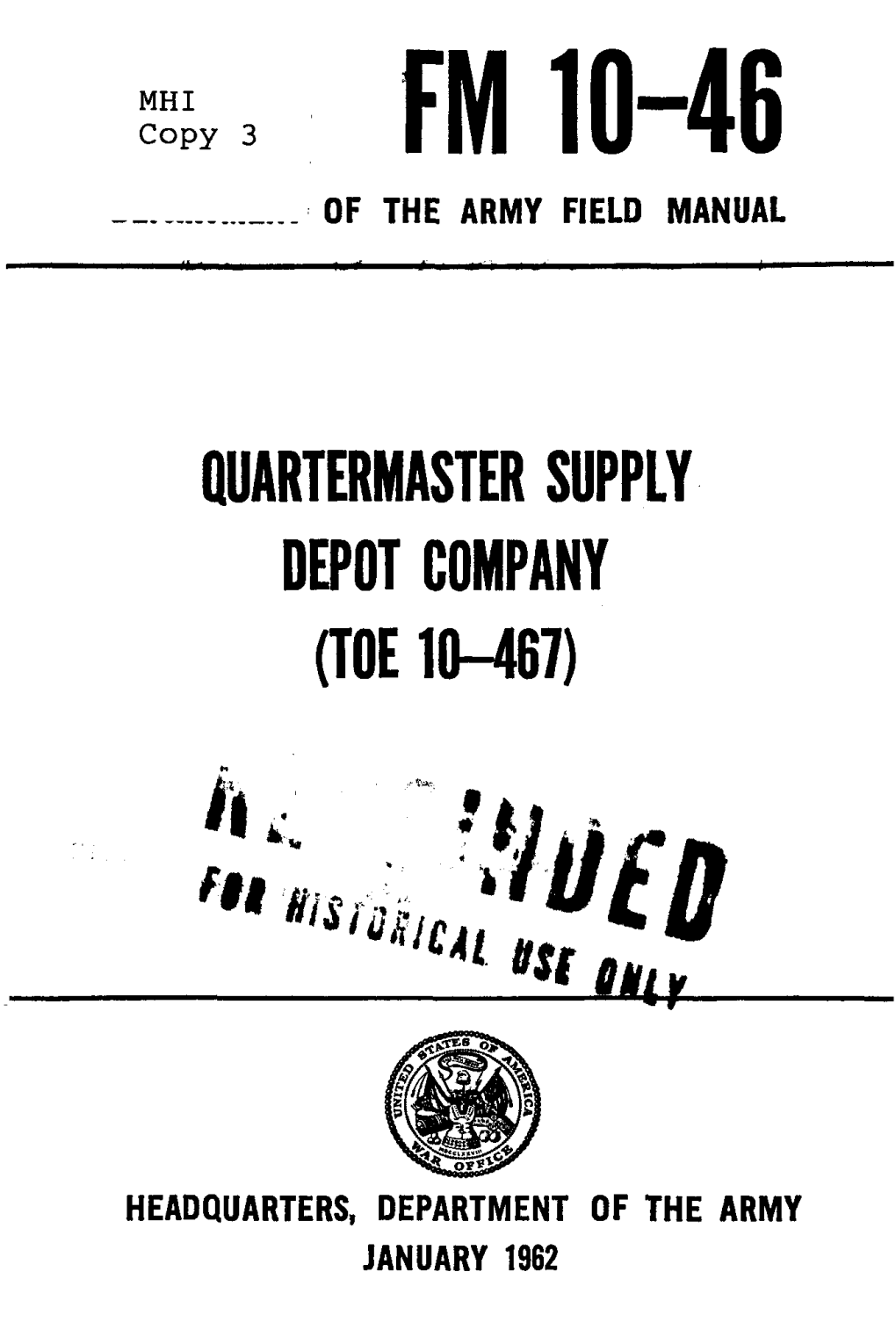 Quartermaster Supply Depot Company (Toe 10-467)