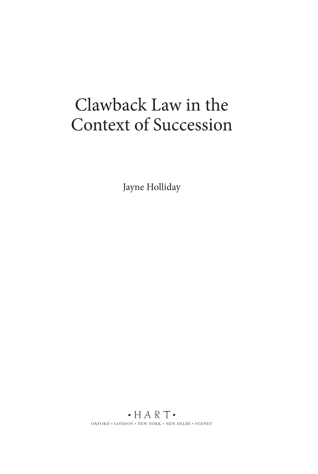 Clawback Law in the Context of Succession