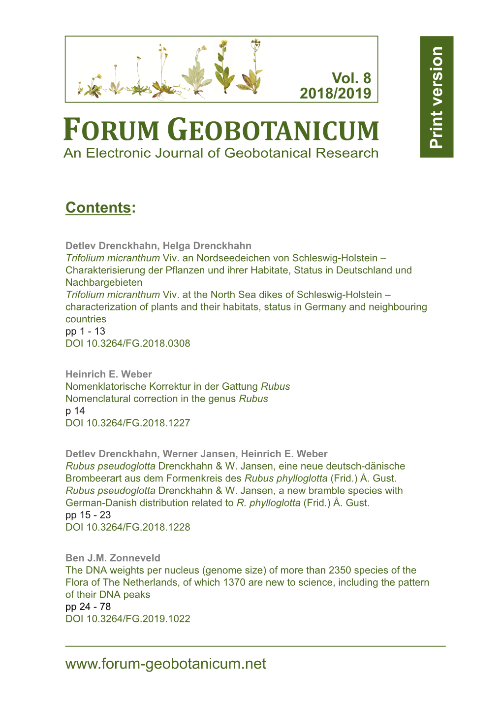 FORUM GEOBOTANICUM Vol. 8 2018/2019