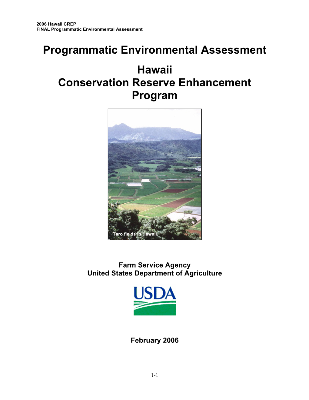 Hawaii CREP FINAL Programmatic Environmental Assessment