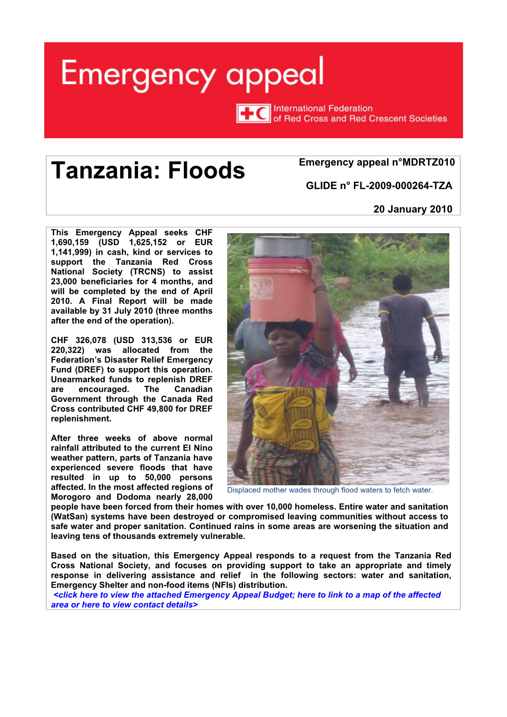 Tanzania: Floods GLIDE N° FL-2009-000264-TZA
