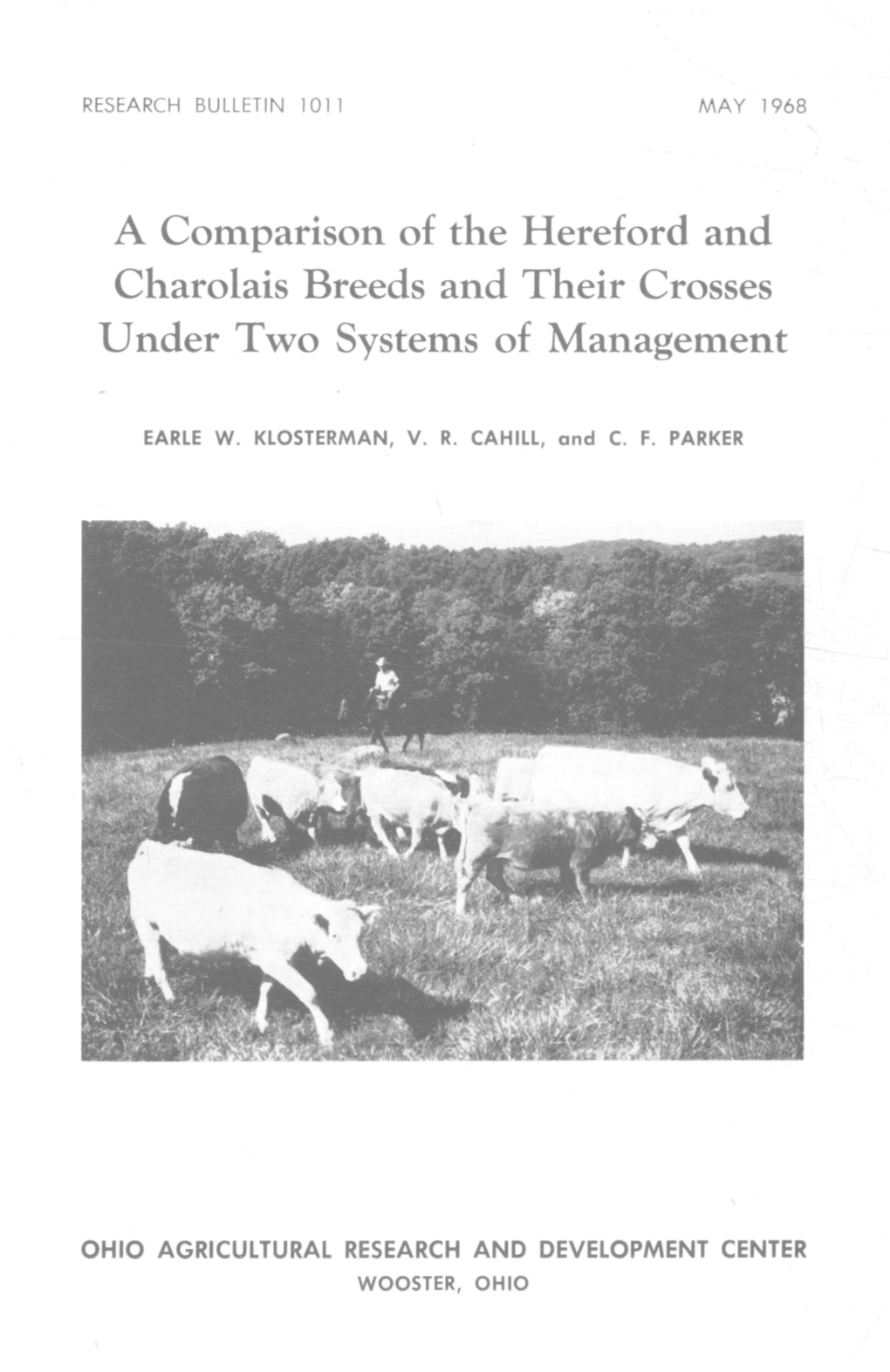 A Comparison of the Hereford and Charolais Breeds and Their Crosses Under Two Systems of Management
