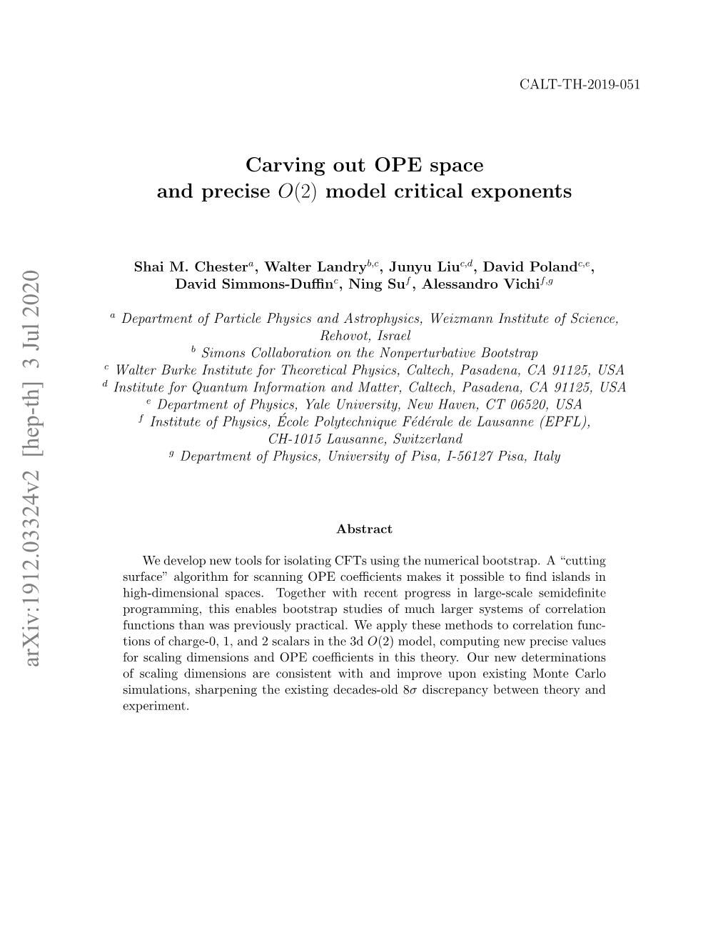 Carving out OPE Space and Precise O(2) Model Critical Exponents