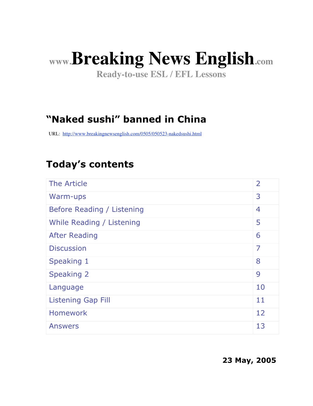 Naked Sushi” Banned in China