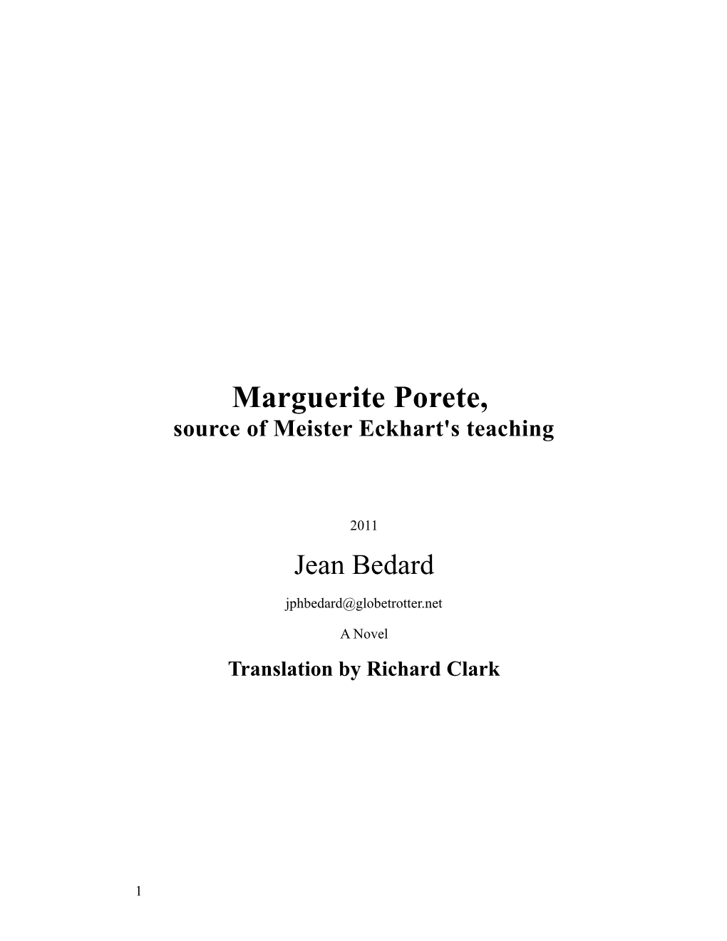 Marguerite Porete, Source of Meister Eckhart's Teaching