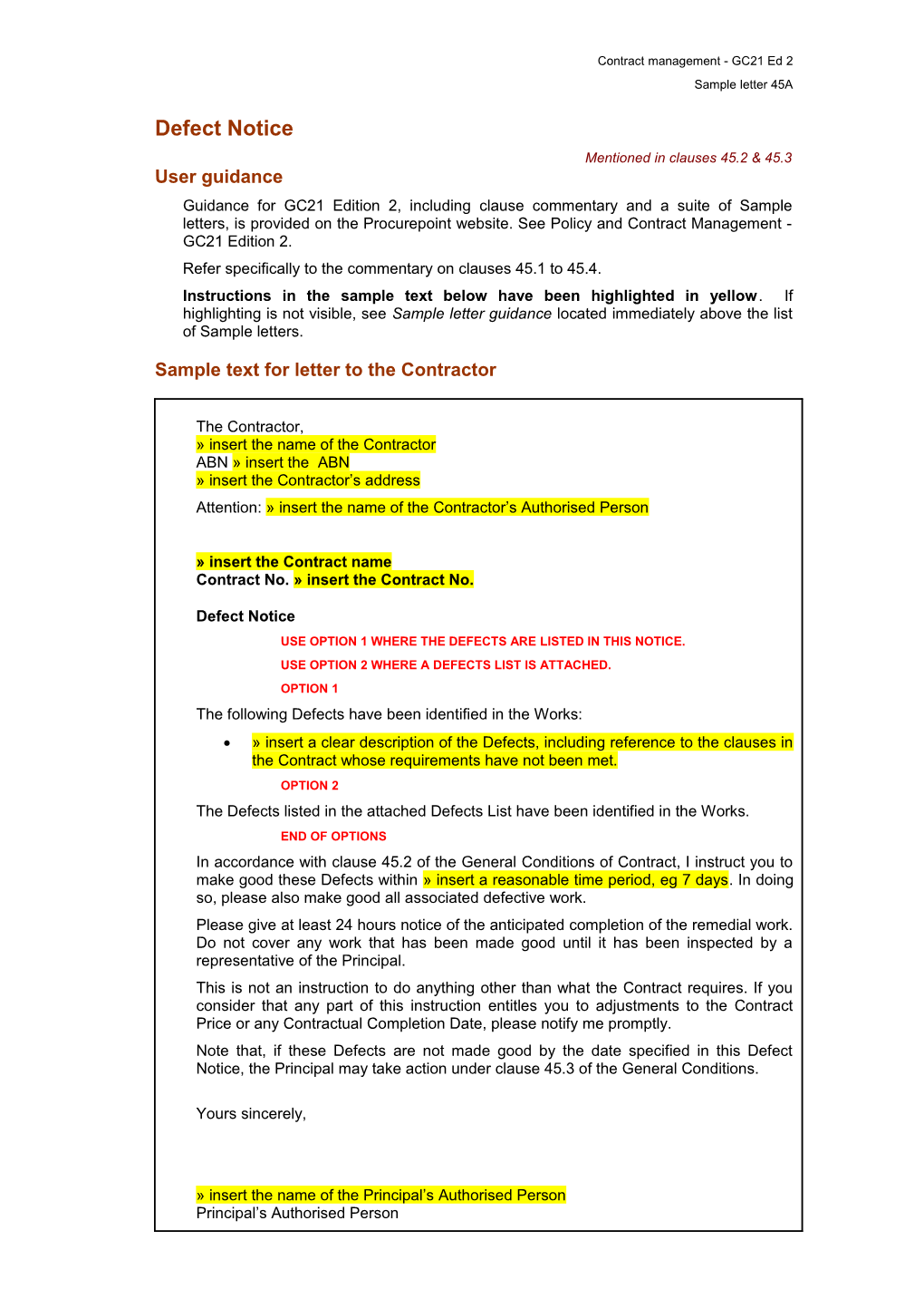 MW21 Sample Letter 8B - Instruct Rectification of Defects Identified by Uncovering Or Testing