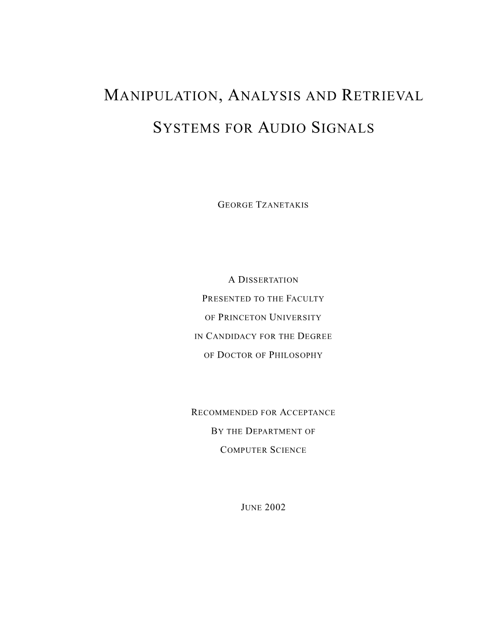 Manipulation, Analysis and Retrieval Systems For