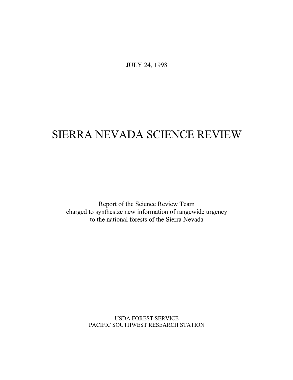 Sierra Nevada Science Review