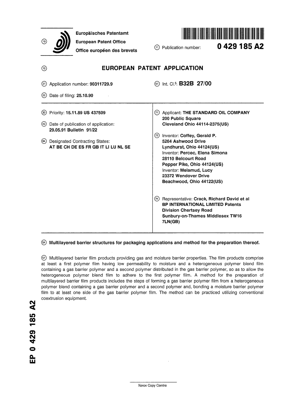 Multilayered Barrier Structures for Packaging Applications and Method for the Preparation Thereof